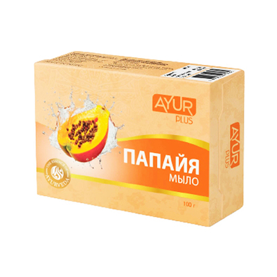 Мыло Папайя 100 г, Ayur Plus Мыло Папайя 100 г, Ayur Plus